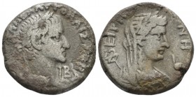 Egypt, Alexandria Galba, 68-69 Tetradrachm circa 68-69 (year 2), billon 24.3mm., 11.87g. Laureate head r.; in fron, LB. Rev. Laureate, draped, and vei...