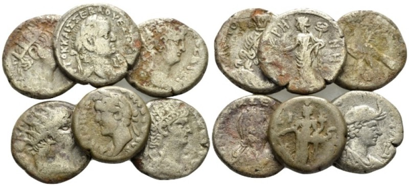 Egypt, Alexandria Nero, 54-68 Lot of 6 Tetradrachms I cent, billon -mm., 71.45g....