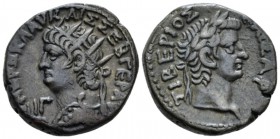 Egypt, Alexandria. German. Nero, 54-68 Tetradrachm circa 66-67 (year 13), billon 25.1mm., 13.56g. Radiate bust of Nero l., wearing aegis; in front, LI...