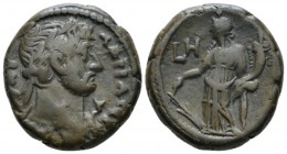 Egypt, Alexandria. German. Hadrian, 117-138 Tetradrachm circa 123-124 (year 8), billon 22.7mm., 13.34g. Laureate bust r., wearing aegis. Rev. Tyche st...