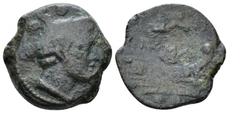 Sextans "light series" Central Italy circa 211-208, Æ 18.5mm., 4.54g. Head of Me...