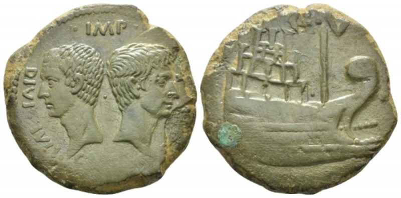 Octavian, with Divus Julius Caesar Dupondis Vienna circa 36 BC, Æ 30mm., 13.23g....