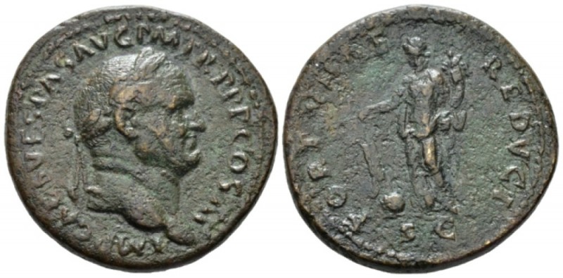 Vespasian, 69-79 Sestertius circa 71, Æ 34mm., 26.73g. Laureate head r. Rev. VCI...