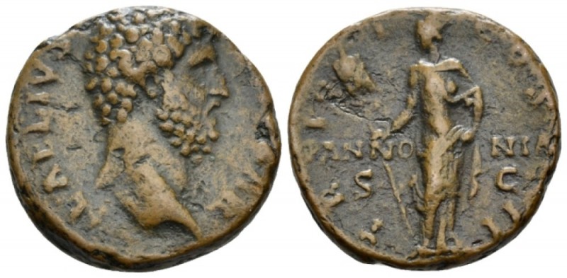 Aelius Caesar, 136-138 As circa 136-138, Æ 24mm., 9.36g. Bare head r. Rev. Panno...