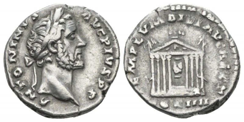 Antoninus Pius, 138-161 Denarius circa 145-161, AR 18mm., 3.47g. Laureate head r...