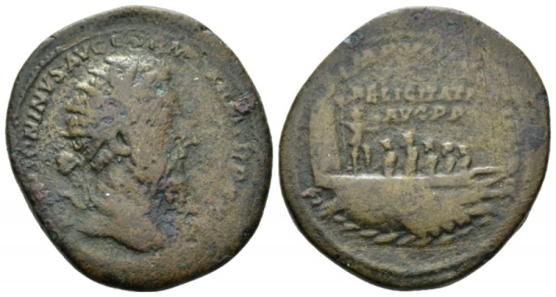 Marcus Aurelius, 161-180 Dupondius circa 176-177, Æ 24mm., 13.73g. Radiate head ...