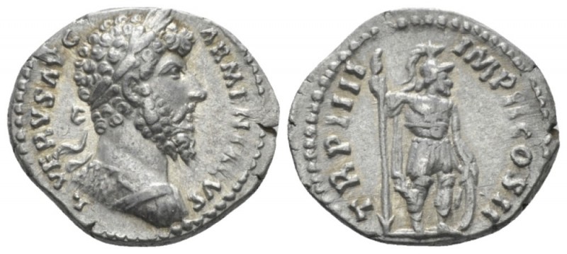 Lucius Verus, 161-169 Denarius circa 163-164, AR 17mm., 3.37g. Laureate and cuir...