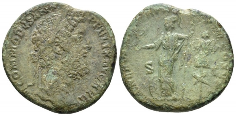 Commodus, 177-192 Sestertius circa 188-189, Æ 30mm., 19.62g. Laureate head r. Re...