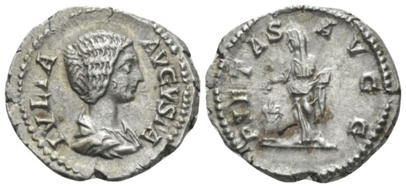 Julia Domna, wife of Septimius Severus Denarius plated circa 196-211, AR 18mm., ...