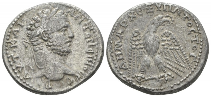 Caracalla, 198-217 Tetradrachm Antioch circa 211-212, AR 28mm., 14.22g. Laureate...