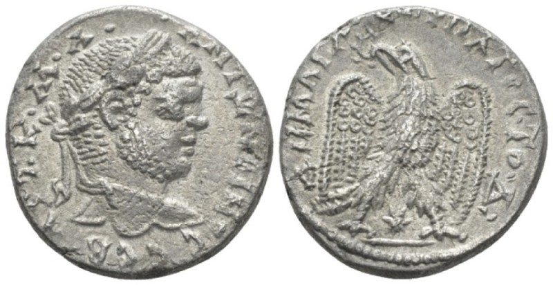 Caracalla, 198-217 Tetradrachm Laodicea ad Mare circa 215-217, AR 26mm., 12.24g....