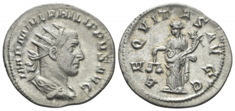 Philip I, 244-249 Antoninianus circa 244-247, AR 22mm., 3.00g. Radiate, draped, ...