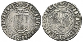 Messina, Martino II 1392-1409, Pierreale 1392-1409, AR 24mm., 3.21g. Eagle with spread wings within semicircles. Rev. Coat within semicircles. Spahr 2...