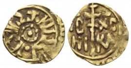 Palermo, he Normans in South Italy and Sicily. Roger II of Hauteville King, 1130-1154. Tari after 1140, AV 12.7mm., 0.83g. Sp. 69. MIN 217. MEC 14, 20...