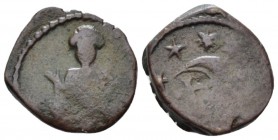 Capua, The Normans in South Italy and Sicily. Roger II of Hauteville King, 1130-1154 or Anfusus, his son. Follaro circa 1136-1144, Æ 16mm., 2.32g. MEC...