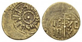 Palermo, The Normans in South Italy and Sicily. William I, 1154-1166. Tari' circa 1154-1166, AV 11.7mm., 1.32g. Sp. 87. MIN 287. MEC 14.

Very Fine....