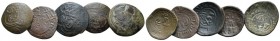 Messina, The Normans in South Italy and Sicily. William I, 1154-1166. Lot of 5 Follari circa 1155-1156, Æ -mm., g. Lot of 5 Follari: Sp. 99. MIN 302. ...