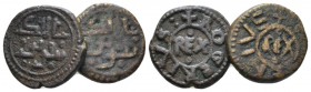 Messina, The Normans in South Italy and Sicily. Tancredi of Hauteville King with his son Roger, 1191-1193. Lot of 2 Follari circa 1191-1193, Æ -mm., 4...