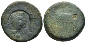 Sicily, Agrigentum Hemilitron circa 405–392, Æ 28mm., 21.45g. Head of Heracles r., wearing lion skin, within incuse circle. Rev. Uncertain type. Weste...