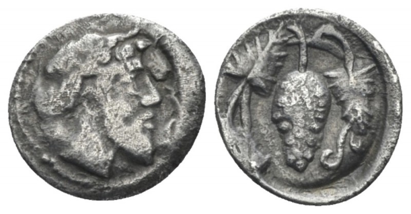 Sicily, Naxos Litra circa 461-430, AR 12mm., 0.45g. Bearded and ivy wreathed of ...