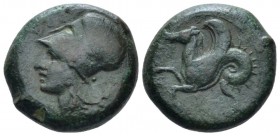 Sicily, Syracuse Bronze circa 405-367, Æ 18mm., 8.14g. Head of Athena l., wearing Corinthian helmet with neck guard. Rev. Hippocamp l. Holloway, Furth...