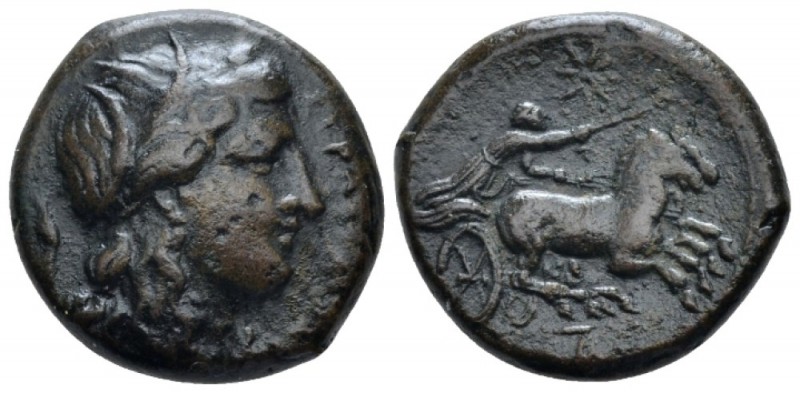 Sicily, Syracuse Bronze circa 317-289,, Æ 18mm., 8.84g. Wreathed head of Perseph...