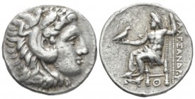 Kingdom of Macedon, Alexander III, 336 – 323 Pella Tetradrachm circa 325-315, AR 27.3mm., 17.17g. Head o Heracles r., wearing lion skin headdress. Rev...