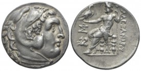 Kingdom of Macedon, Alexander III, 336-323 and posthumous issues. Lampsakos Tetradrachm Lampsacos circa 280-275, AR 29mm., 16.60g. Head of young Herac...