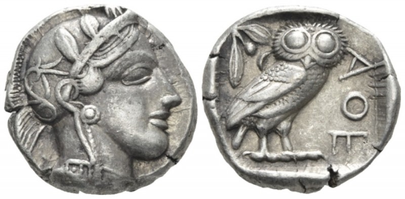 Attica, Athens Tetradrachm after 449, AR 25mm., 17.14g. Head of Athena r., weari...