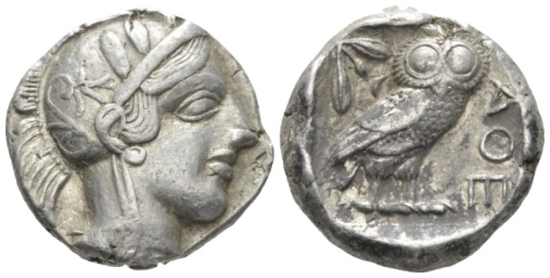 Attica, Athens Tetradrachm after 449, AR 25mm., 17.16g. Head of Athena r., weari...