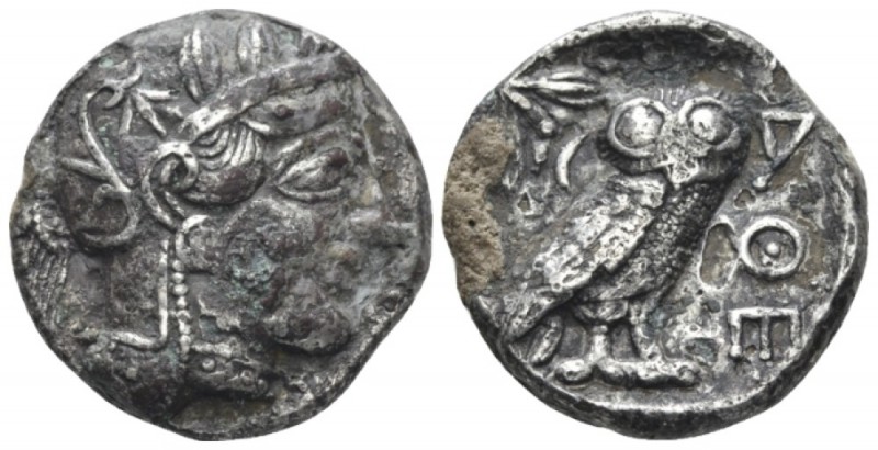 Attica, Athens Plated tetradrachm after 449, billon 25mm., 14.72g. Head of Athen...