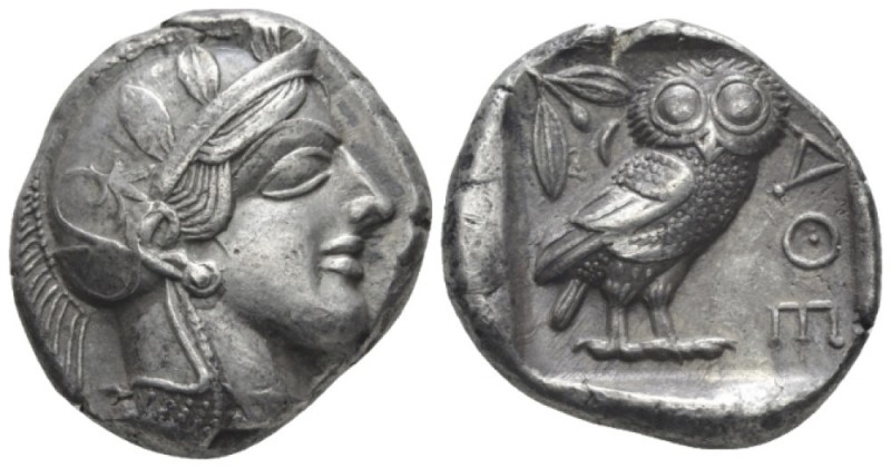 Attica, Athens Tetradrachm circa 440-430, AR 23mm., 17.14g. Head of Athena r., w...