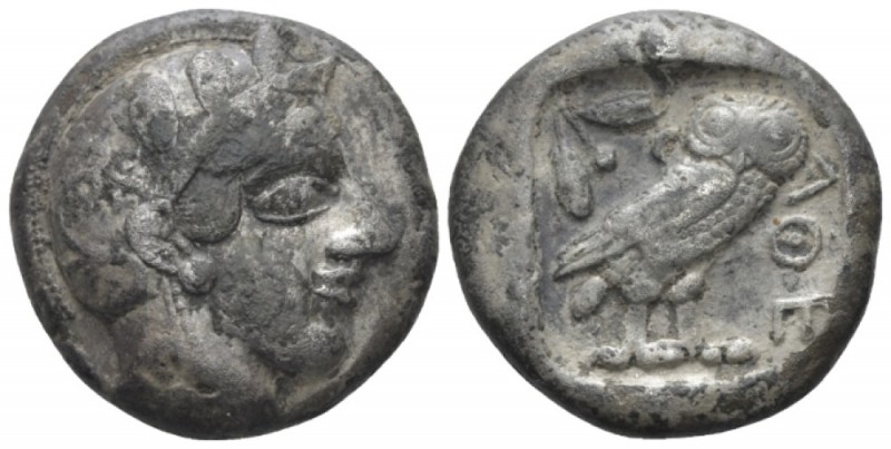 Attica, Athens Plated Tetradrachm circa circa 405, AR 24mm., 15.71g. Head of Ath...