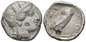 Attica, Athens Tetradrachm circa 403-365, AR 24mm., 16.35g. Head of Athena r., wearing Attic helmet decorated with olive leaves and palmette. Rev. Owl...