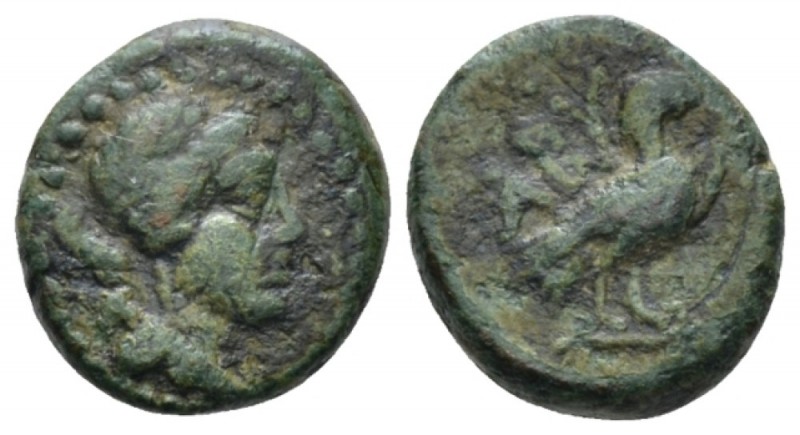 Troas, Abydus Bronze circa 320-200, Æ 12.2mm., 2.29g. Bust of Artemis r. Rev. Ea...