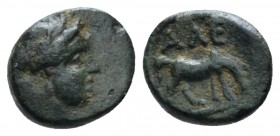Troas, Alexandreia Bronze circa 300, Æ 8.20mm., 0.65g. Laureate head r. Rev. Horse feeding r. SNG Copenhagen 84. SNG von Aulock –.

Very Rare. Very ...