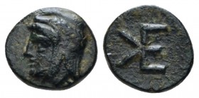 Troas, Cebren Bronze circa 412-399, Æ 8.9mm., 1.07g. Head of satrap l., wearing tiara. Rev. Monogram. SNG Copenhagen 261. SNG von Aulock 1547.

Very...
