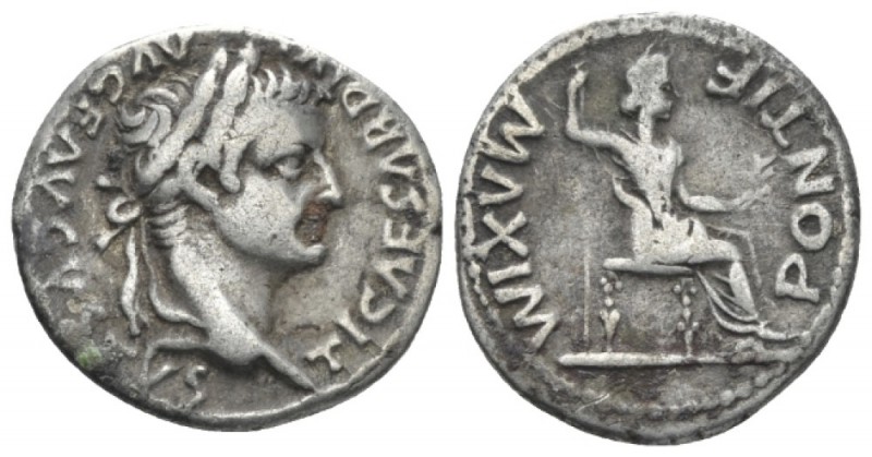 Tiberius, 14-37 Denarius Lugdunum circa 14-37, AR 18.7mm., 3.50g. Laureate head ...