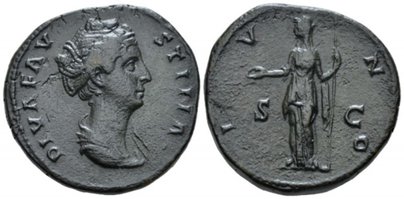 Faustina senior, wife of Antoninus Pius Sestertius after 141, Æ 32mm., 25.87g. D...