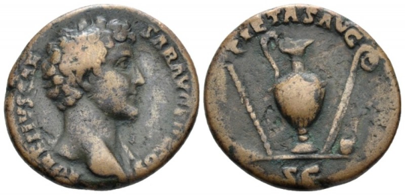 Marcus Aurelius Caesar, 139-161. As circa 140-144, Æ 26.3mm., 9.87g. Bare head r...