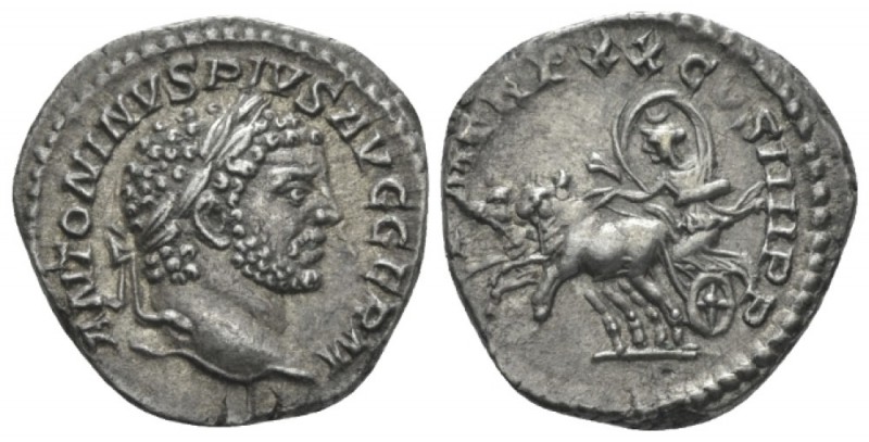 Caracalla, 198-217 Denarius circa 217, AR 17.9mm., 3.32g. ANTONINVS PIVS AVG GER...