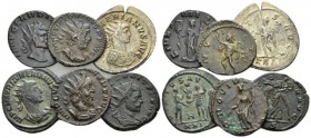 Numerian, 283-284 Lot of 6 Antoninianii III cent., billon -mm., 19.61g. Lot of 6 Antoninianii, including: Numerian (2), Victorinus (2), Claudius II (2...