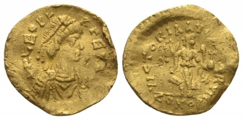 Leo I, 457-474 Tremissis Constantinopolis circa 457-468, AV 14.1mm., 1.46g. D N ...