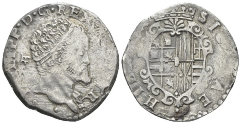 Napoli, Filippo II, 1554-1598. Tari' 1554-1598, AR 26.5mm., 5.90g. MIR 177/5. P....