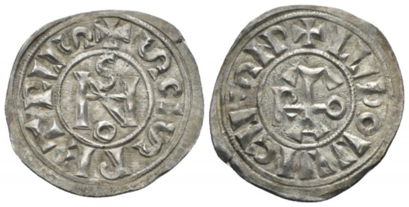 Roma, John VIII, 872-882. Nomine Louis II, Holy Roman emperor. Denaro 872-882, A...