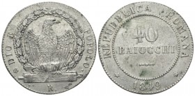 Roma, Repubblica Romana, 1849. 40 Baiocchi 1849, AR 35.5mm., 22.20g. KM-27. Pagani-339.

Good Very Fine.

 

In addition, winning bids of EEC cl...