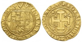 Siviglia, Giovanna la Pazza e Carlo V, 1504-1516. Escudo 1516-1519, AV 21.6mm., 3.32g. Fr. 829.

Extremely Fine.

 

In addition, winning bids o...