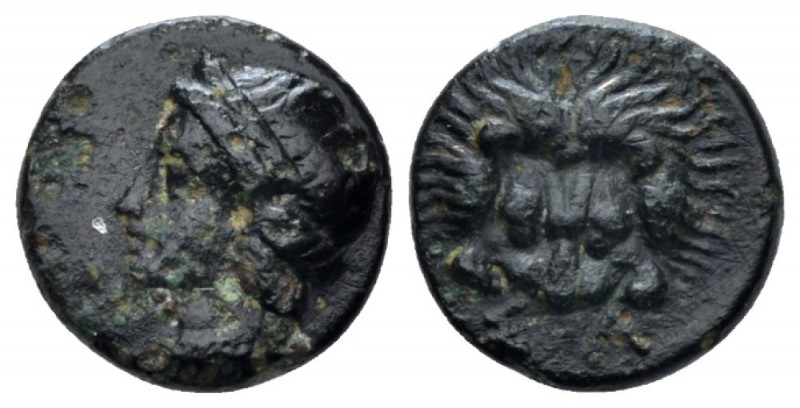 Ionia, Samos Bronze circa 400-350, Æ 11mm., 1.82g. Head of Hera l. Rev. Facing l...