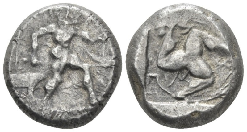 Pamphilia, Aspendus Stater circa 460-420, AR 20mm., 10.85g. Warrior advancing r....