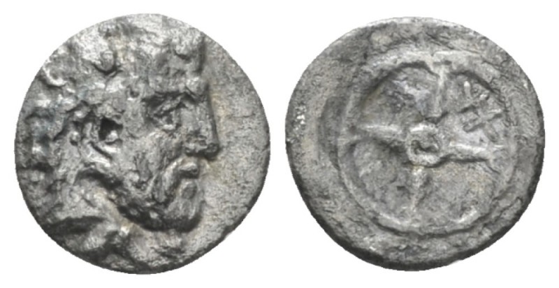 Cyprus, Salamis Obol circa 411-374, AR 10mm., 0.55g. Head of Heracles r., wearin...